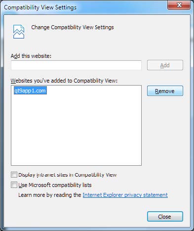 IE Compatibility View Settings